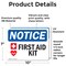 Signmission First Aid Kit Sign With Symbol, 10 in W x Rectangle, Vinyl Decal OS-2PACK-NS-D-710-L-12749 - alternate 2